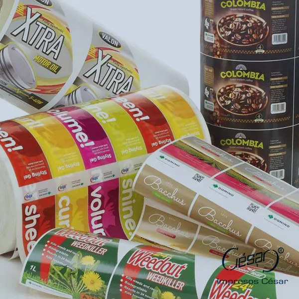 Etiquetas personalizadas con impresión digital de alta calidad para tus productos en Impresos César.