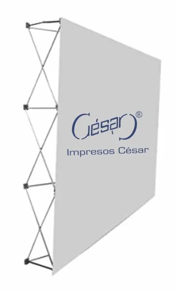 Impresión digital en muro expandible de alta calidad, ideal para exhibiciones y presentaciones de gran formato en Impresos César.