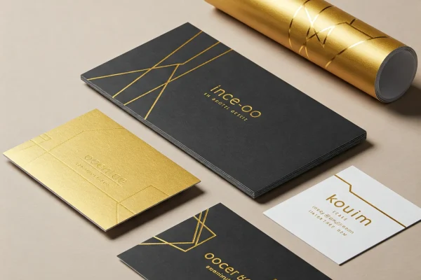 Papelería corporativa elegante con acabado en foil stamping dorado Papelería corporativa elegante con acabado en foil stamping dorado